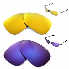 Walleva Two Pairs Polarized Replacement Lenses For Oakley Crosshair 1.0 (2005-2006 version) Sunglasses - 24K Gold + Purple